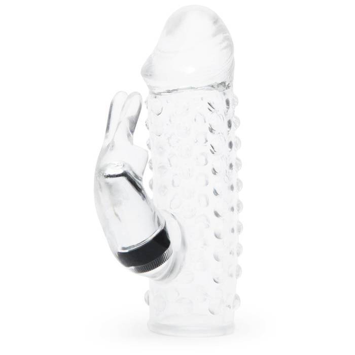 Vibrating Textured Penis Sleeve with Clitoral Rabbit Vibrator