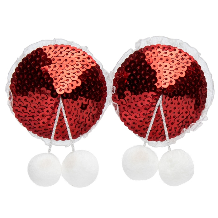 Peekaboos Red Sequin Pom-Pom Nipple Pasties