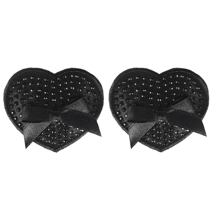 Peekaboos Premium Black Sparkly Heart Nipple Pasties